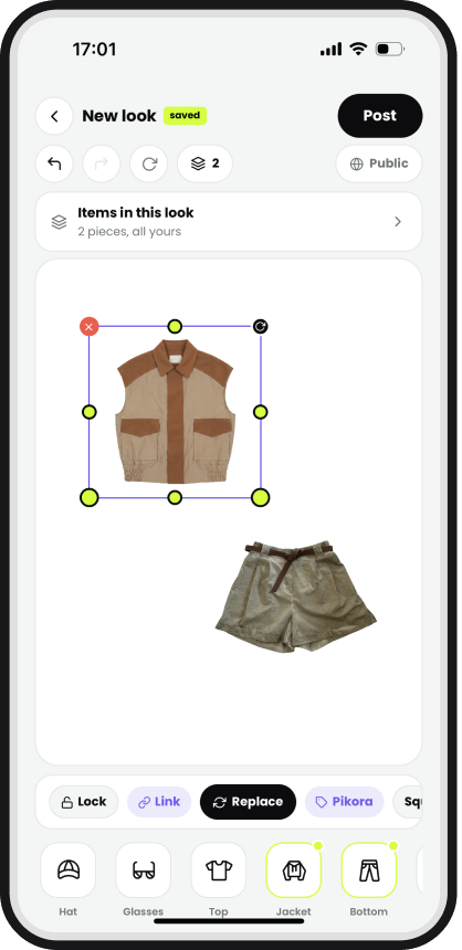 Building a look piece by piece in Pikora