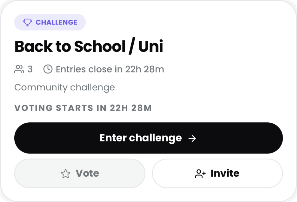 A live Pikora challenge card with a countdown to entries closing