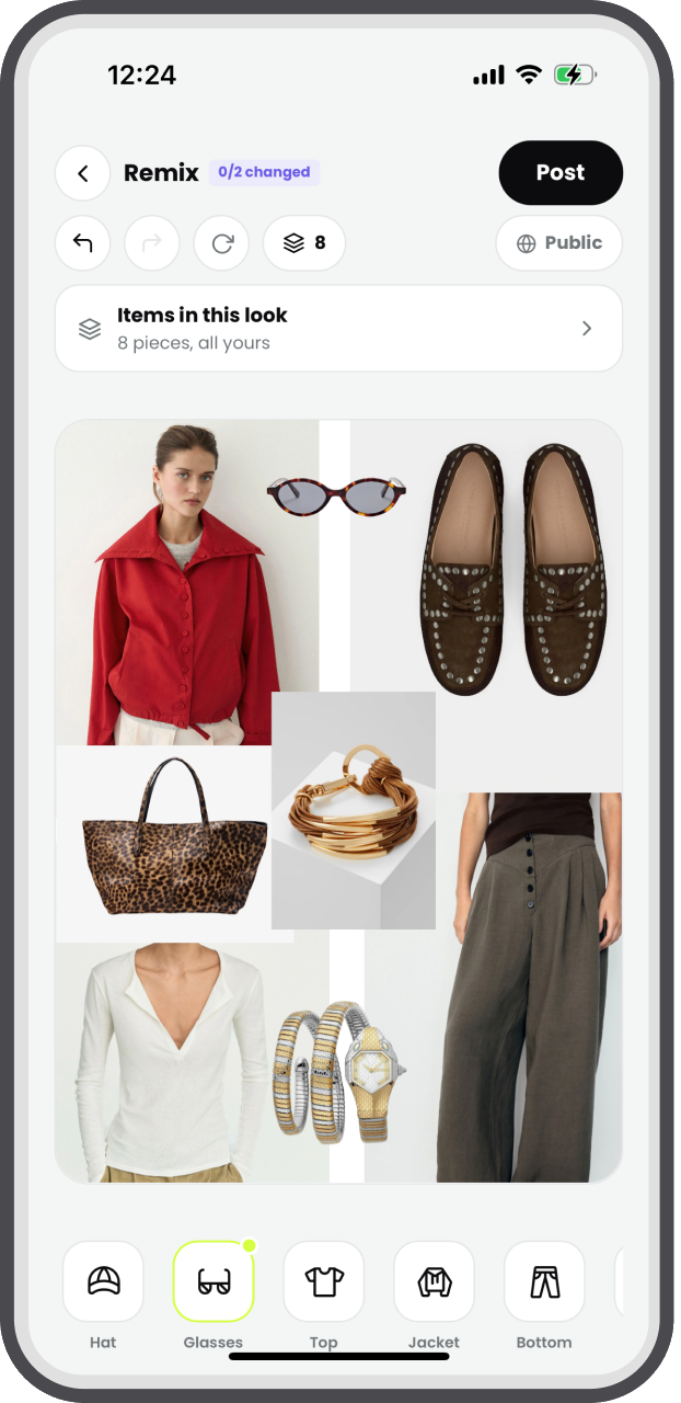 A Pikora look with every piece listed underneath it